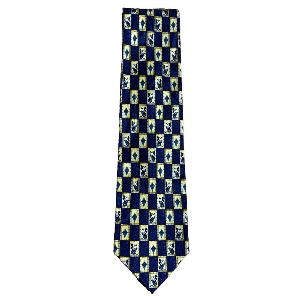 Vintage Disney Store Mickey Mouse 100%Silk Necktie Made In Korea Blue Novelty